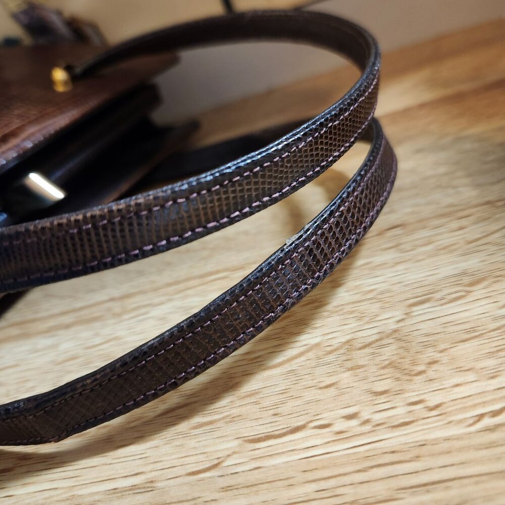 Reptile Leather '50s Bellestone Vintage Handbag Brown  Alligator Crocodile - Picture 12 of 16